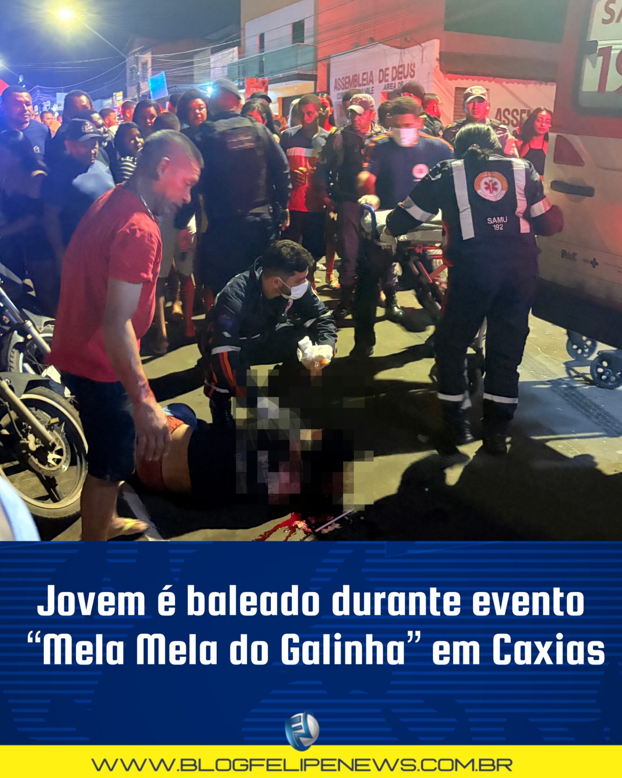 Jovem é baleado durante evento “Mela Mela do Galinha” em Caxias